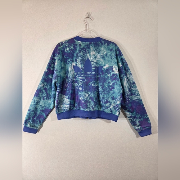 ADIDAS Originals Trefoil Blue Fern Print Lightweight Zip Up Bomber Track Jacket - Picture 12 of 12